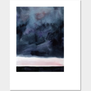 Watercolor landscape sky clouds Posters and Art